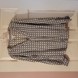 Finley Black White Silk Top Size M